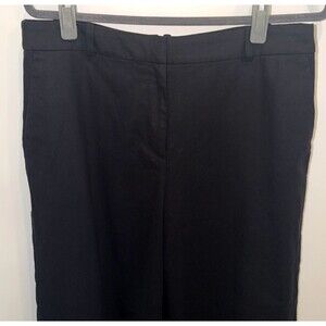J. Crew Womens Sz 12 Linen Blend Wide Leg Dress Pants Black Trouser Versatile